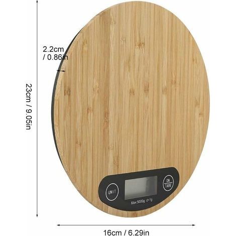 Balance de Cuisine en Bambou 5kg/1g Balance Alimentaire Numérique de Haute Précision (1/4)