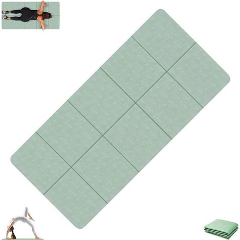Tapis de yoga pliable – Tapis de yoga – Tapis de gymnastique – Tapis de yoga antidérapant – Vert – Tapis de fitness portable – 183 x 61 x 0,4 cm – Tapis d'entraînement sportif – Convient pour le fitne (1/5)