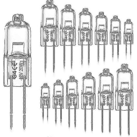 Lot de 12 ampoules halogènes G4 20W 12V 2800K à 2 broches pour hotte de cuisine, salon ou chambre à coucher (1/5)