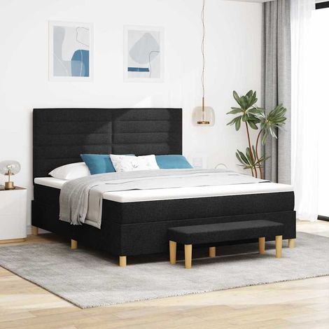 Boxspringbett mit Kopfteil Schwarz 200 x 180 cm Stoff (1/5)