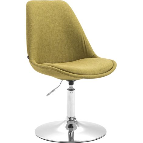 Silla de comedor x1 giratoria regulable en altura en tela verde y pie trompeta en metal cromado 100003789 (1/5)