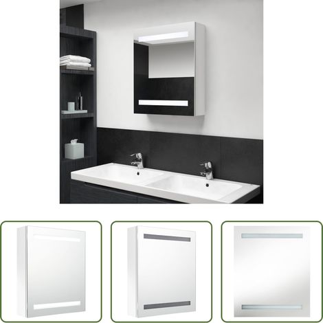 Miroir LED -  Armoire de salle de bain à miroir LED blanc brillant 50x14x60cm (1/5)