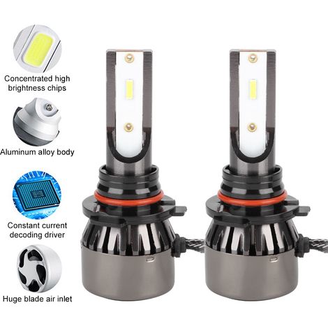 Lot de 2 ampoules LED 60 W pour phares de voiture intégrés, lumière blanche 9005 H10 HB3 (1/5)