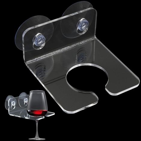 Porte Gobelet Vin Douche Support - Verre à Baignoire Boisson Ventouse Acrylique Portable Accessoires pour de Bain Chambre Salle Bains Bureau Home Decor Porte-Vin Décoration (1/5)