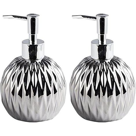 Lot de 2 distributeurs de savon en céramique de 400 ml - Style moderne et léger - Rechargeable (1/5)