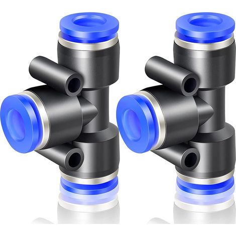 OD 3-Way Tee Raccords Push To Connect PE-8 LEMROE 2 pcs 8mm 3 8 Bleu (1/5)