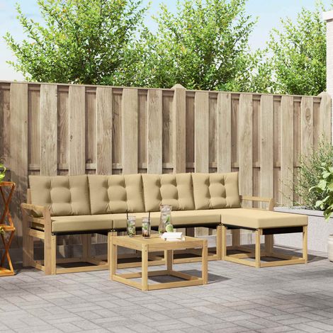 vidaXL Outdoor-Sofagarnitur 6 Stk. Weiß und Beige (1/5)