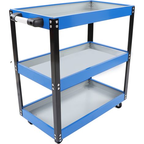 Robuster und praktischer 3-stöckiger Werkstattwagen mit feststellbaren Rädern, 50 kg Tragfähigkeit, ergonomischem Griff, rollender Aufbewahrungswagen für Maschinen und Werkzeuge, ideal für Lagerhallen (1/5)