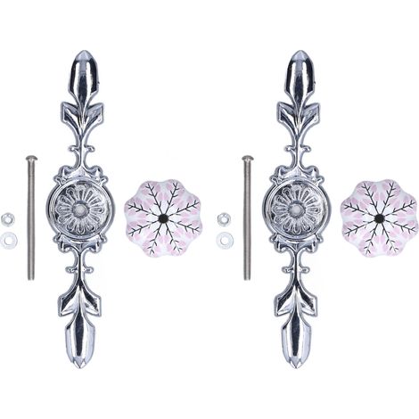 2 pièces Poignées de meuble en céramique style moderne, motif floral peint main, boutons de tiroir décoratifs 1061D