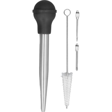 Injecteur à Dinde en Acier Inoxydable, Pompe à Assaisonnement avec Design en Silicone Épaissi et Brosse de Nettoyage, Noir (1/5)