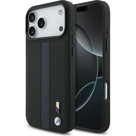 Coque MagSafe BMW M à rayures perforées avec logo pour iPhone 17 Pro Max - Bleu (1/5)