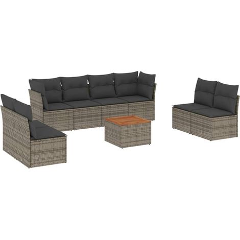 Maison Exclusive - 9-tlg. Garten-Sofagarnitur mit Kissen Grau Pol