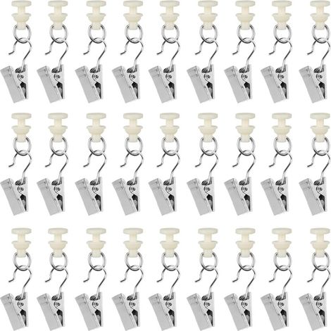 30 roulettes pour rideaux et 30 clips en acier en stock, kit d'accessoires pour rideaux. (1/5)