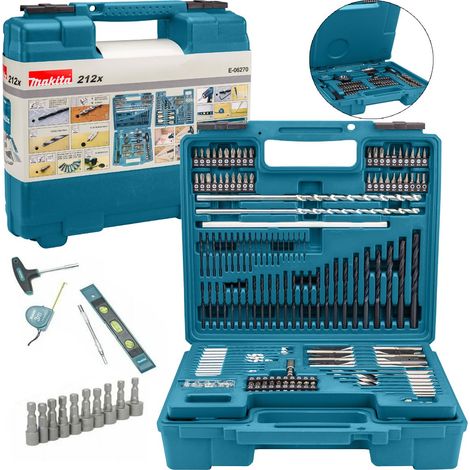 Makita E-06270 212PC Drill Bit Maintenance Set Wood Stone Metal Holesaw Flat Bit