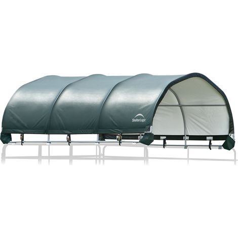 Tente d'osier sans structure en acier 370x370x170 cm – Toile en polyéthylène 210 g/m² résistante aux UV – Abri flexible pour chevaux – Shelterlogic