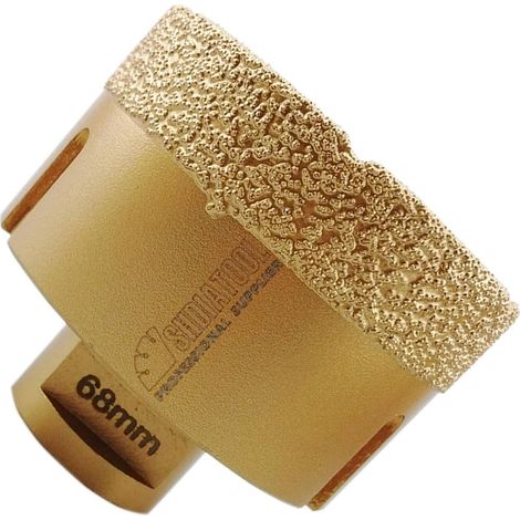 Couronne de forage diamantée - Diamètre : 68 mm - Hauteur du diamant : 15 mm - Pour porcelaine, carrelage, granit, marbre - Perçage à sec (1/5)