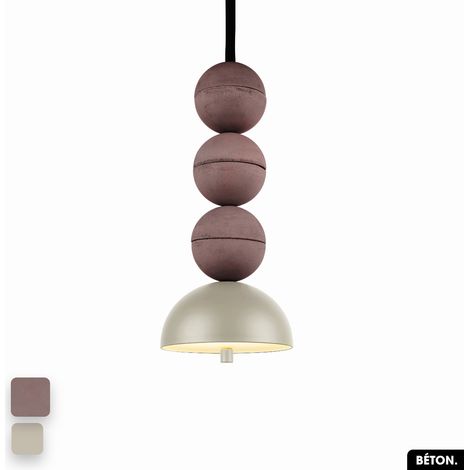 Lampe de suspension en béton - BOSFOR CONCRETE LILAS - PEYOTE 3 BALLES LED 14W (1/2)