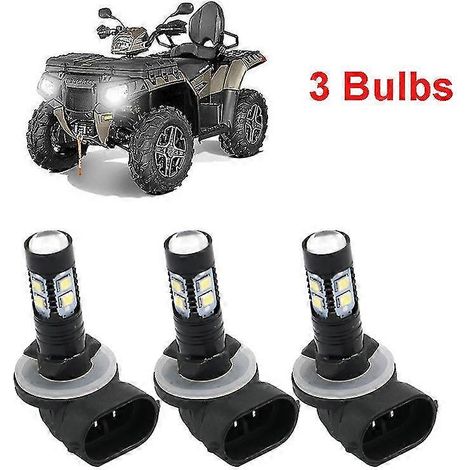 Lot de 3 ampoules LED haute puissance pour phares de quad Polaris Sportsman 300, 400, 450, 500, 550, 570, 600 et 700 (blanc, 150 W, 3600 lm, 6000 K). (1/5)