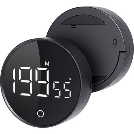 Minuteur numérique rechargeable - Noir - Cuisine/Bureau - Compte à rebours -