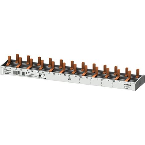 Barra colectora de conexión 3PN 10 mm², 12 módulos, para interruptores automáticos estrechos 1PN 5SV1, 5SV6, 5SL60, aislamiento completo 5ST36730