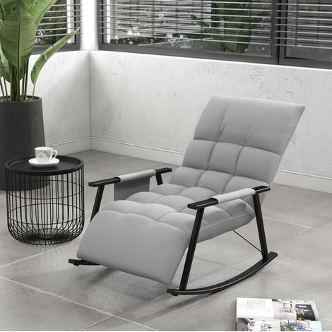 Sillón relax con balancín y reposapiés gris OKMYHOME (1/4)
