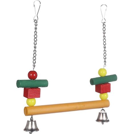 Perchoir à oiseaux Perroquet Balançoire en bois Blocs colorés Jouets à mâcher pour conure Perruche