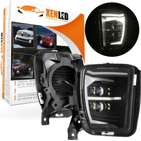 Dodge RAM antibrouillard LED + Feux de jour - 2013 - 2018 - homologué - XenLed - 48W - fumé - la paire - 2000Lms (1/5)
