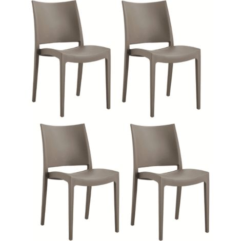 KIT 4 SEDIE POLIPROPILENE CUCINA RISTORANTE SEDIA INTERNO ESTERNO TORTORA 597FLA