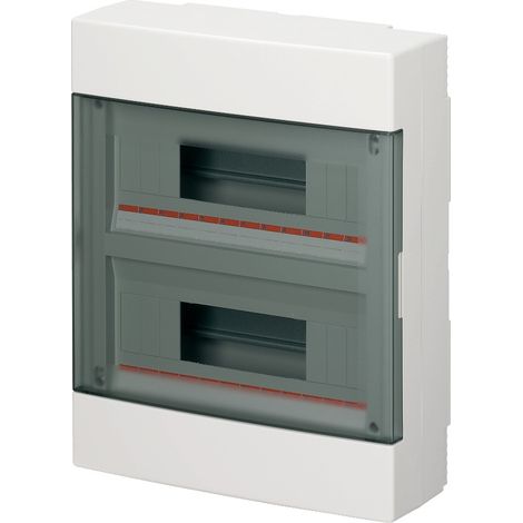 Centralino da parete, 24 (2x12) moduli, con morsettiera 6x10mm, bianco, IP40, sportello reversibile fumè - Elettrocanali EC60024BE (1/2)