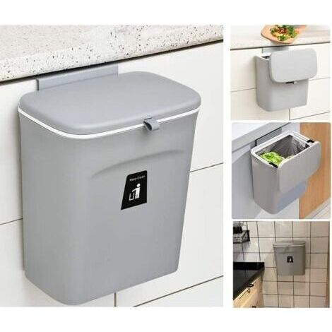 FENOPLASTICABac à compost de cuisine, capacité de 9 litres, à placer sur le plan de travail ou sous l'évier petit bac à compost suspendu avec couvercle, adapté à la salle de bain/chambre bac à compo (1/5)