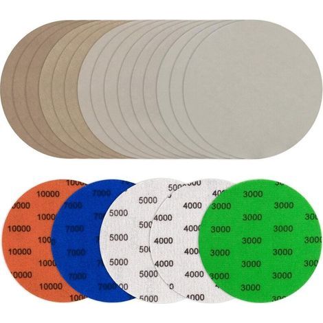 Lot de 25 disques abrasifs ronds 150 mm – Assortiment grains 3000/4000/5000/7000/10000 – Pour ponçage bois, métal, plastique (1/5)