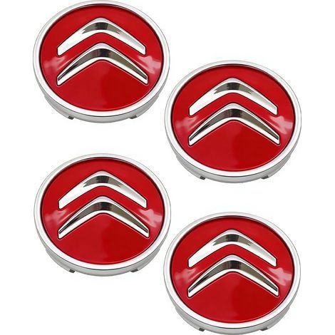 Lot de 4 enjoliveurs de Roue Noirs,pour Citroën 60 mm C1 C3 C4 C5 C6 DS3,Enjoliveurs de Roue en Alliage,Bonne stabilité (Rouge) (1/5)