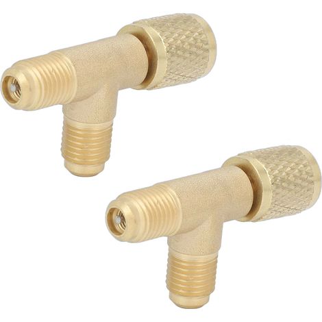 1/4-Zoll-Ventil-T-Stück-Adapter, Schnellkupplungs-T-Stück-Adapter, Messing-Kältemittel-T-Stück-Adapter für R22, R12 und R134 (1/5)