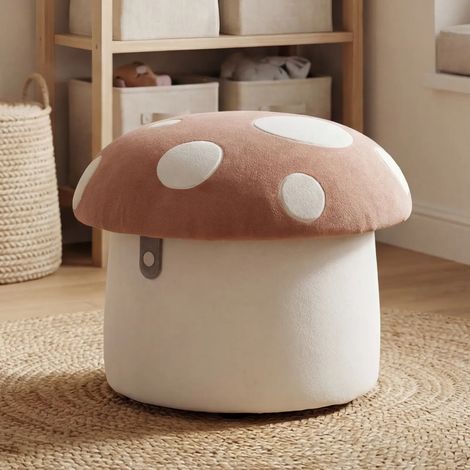 Wahson Pouf Contenitore Bambini Puffo Contenitore in Ciniglia, Le forme a fungo sono adatte all'uso in soggiorni e camere da letto, Rose (1/5)
