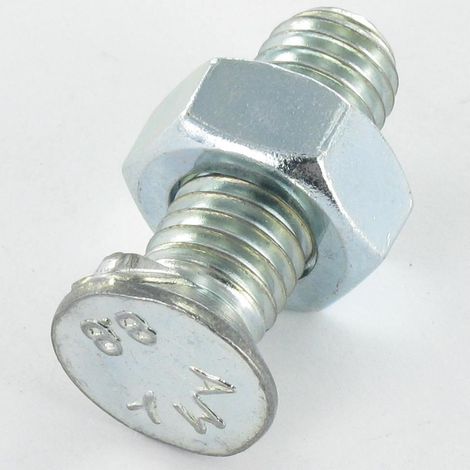 Boulon de charrue Tête fraisée M12X40 2 Ergots Classe 8.8 Acier zingué-10 pièces