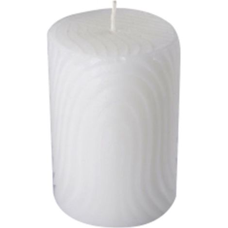 Bougie Pilier Déco Embossée "Santan" 10cm Blanc