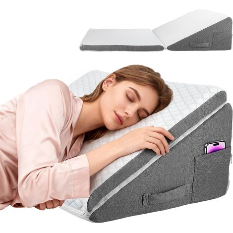 Coussin Incliné Réglable - Oreiller Ergonomique en Mousse Mémoire 50x50x26cm, Coussin de Lecture pour Canapé/Lit, Support pour Assise et Jambes, Housse Lavable, pour Détente du Cou et du Dos (1/5)