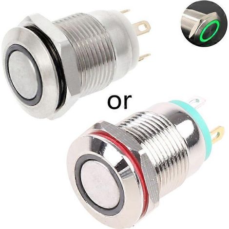 Interrupteur à bouton-poussoir momentané en métal avec LED de 12 mm, pour bateau ou voiture, 3 A/220 V CC (1/5)