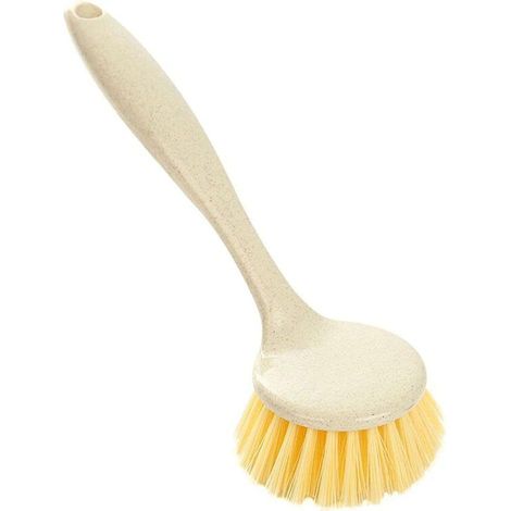 Brosse de décontamination Fournitures de Cuisine à Long Manche pour Assiette, Bol, Vaisselle Outil de Nettoyage Domestique (24 x 8 cm, Jaune) (1/5)