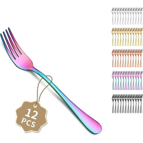 fourchettes de table 12pcs de18cm, ensemble de fourchettes à dîner en acier inoxydable pour la maison, le restaurant, les repas quotidiens, facile à nettoyer et lavable (1/4)