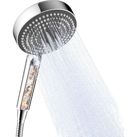 Pommeau Douche Anti Calcaire, Pommeau de Douche avec Tuyau de 1.6m, Pomme de Douche Filtrant avec 6 Modes, Douchette Economie d'eau, Shower Head, GPanneau Avant Gris (1/5)