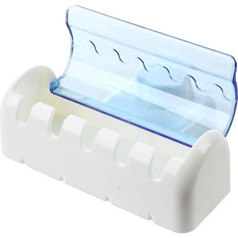 Zahnbürstenhalter – Zahnbürstenhalter mit Saugnapf – Wandmontage – Zahnbürstenhalter – Badezimmerregal – Weiß – ABS – 12 x 4 x 10 cm (1/4)