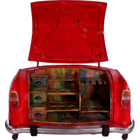 Meuble Bar Original en Métal de Voiture Ambassador Recyclée et Bois de Bateau - PANGIVO (1/5)