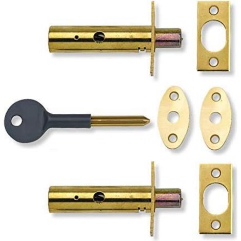 2 Loquets Sécurité Laiton Poli pour Portes Battantes (1/2)
