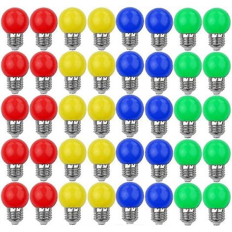 Ampoules LED colorées E27 3W/30W, lampe décorative et design, 240 lumens, AC 220V-240V, couleurs assorties (rouge, jaune, bleu, vert), lot de 40 [énergie] (1/5)