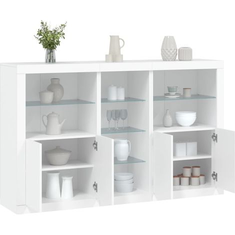 Sideboard with LED Lights White 162x37x100 cm vidaXL (1/5)