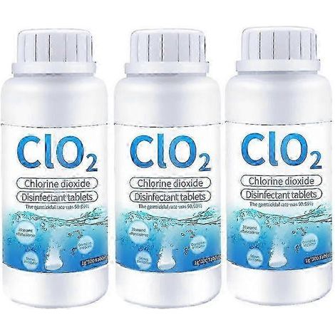 300 comprimés effervescents de dioxyde de chlore de qualité alimentaire pour la désinfection antibactérienne et la purification de l'eau (traitement chimique au ClO2) (1/5)