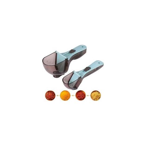 Messbecher und Messlöffel Set 2 Messbecher, verstellbare Messwaage - magnetischer Teelöffel Esslöffel zum Kochen in der Küche