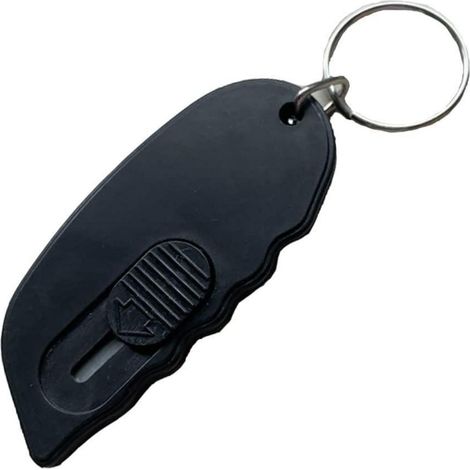 Mini cutter avec porte-clés, rétractable, sécurisé, noir