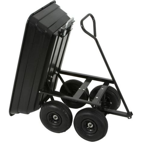 Varan Motors – Chariot de jardin à benne basculante TC1801 – Charge max 250Kg – Acier et plastique – Roues gonflables tout-terrain (1/4)
